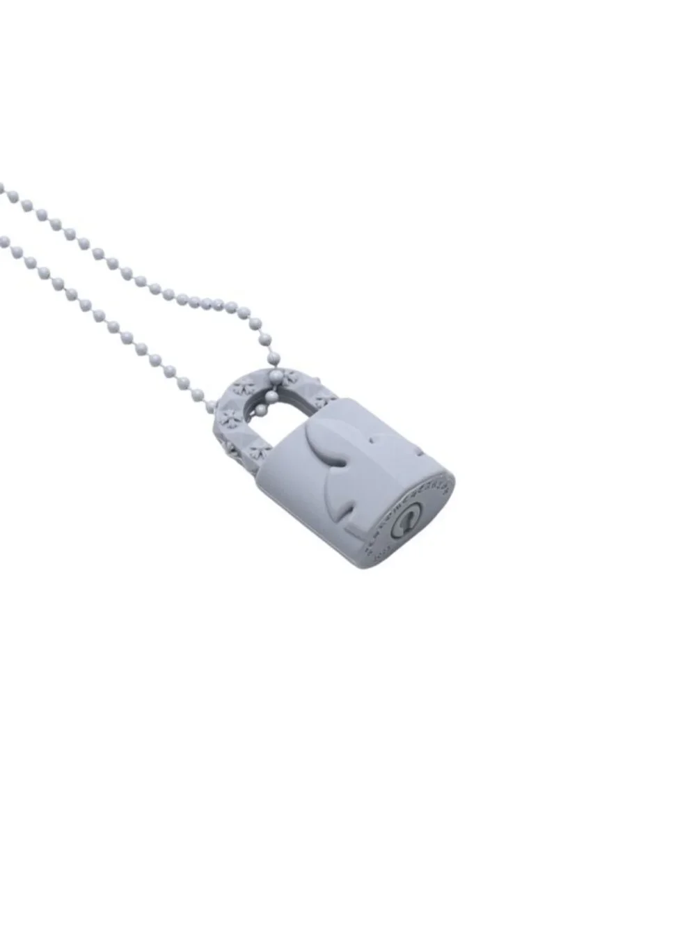 Chrome Hearts Padlock Flerknee Silicone Rubber Necklace Gray Ball Chain